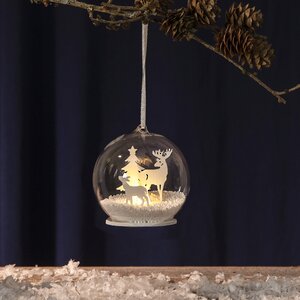 Светящийся шар с композицией Снежный Пейзаж 8 см белый, на батарейках Star Trading фото 2