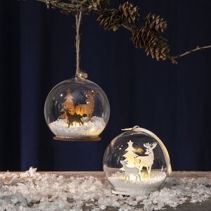 Светящийся шар с композицией Снежный Пейзаж 8 см белый, на батарейках Star Trading фото 3