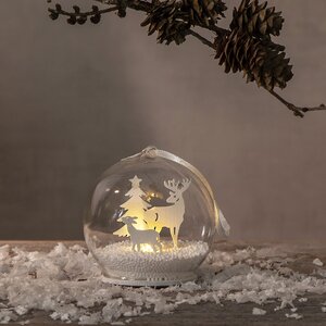Светящийся шар с композицией Снежный Пейзаж 8 см белый, на батарейках Star Trading фото 1