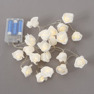 Светодиодная гирлянда на батарейках Чайные Розы 1.9 м, 20 теплых белых ламп, прозрачный ПВХ, IP20 Boltze фото 2