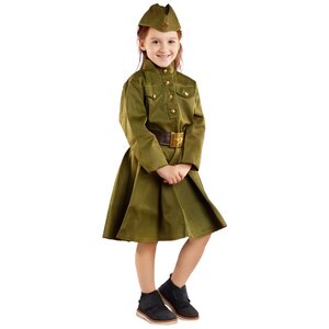 Детская военная форма Солдаточка в платье люкс