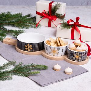 Менажница новогодняя Snowy Night 35*12 см, 4 предмета