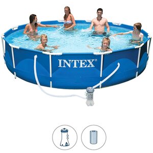 Каркасный бассейн 28212 Intex Metal Frame 366*76 см, картриджный фильтр INTEX фото 2