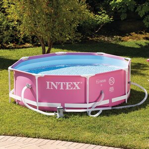 Каркасный бассейн 28292 Intex Metal Frame 244*76 см, розовый, фильтр-насос