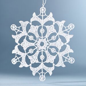 Кружевная елочная игрушка Снежинка Джоелл 10 см