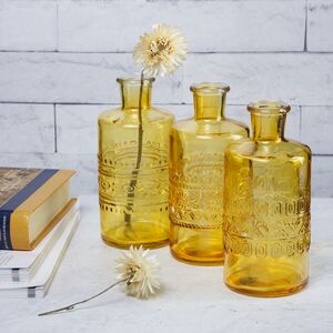 Набор стеклянных бутылок Porto 15 см, 3 шт, желтый