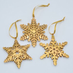 Набор елочных игрушек Golden Snowflakes 8 см, 3 шт, подвеска Breitner фото 2