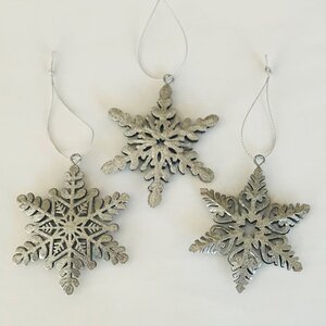 Набор елочных игрушек Silver Snowflakes 8 см, 3 шт, подвеска Breitner фото 2