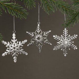 Набор елочных игрушек Silver Snowflakes 8 см, 3 шт, подвеска Breitner фото 1