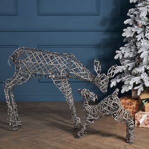 Набор светящихся оленей Малыш и Мама 2 шт, 48-102 см, 230 теплых/холодных белых LED ламп, IP44 Winter Deco фото 4