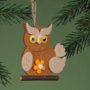 Елочная игрушка из фетра Цветочная Сова 9 см, подвеска Breitner фото 2