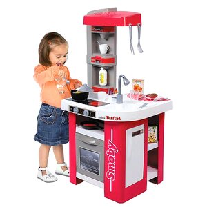 Детская кухня Tefal Studio 100*47*49 см 27 предметов, розовая с серым, свет, звук Smoby фото 1