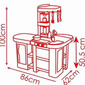 Детская кухня Tefal Studio XXL 100*86 см, 38 предметов, красная с серым, со звуком и пузырьками Smoby фото 7