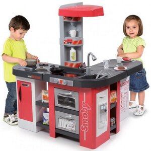 Детская кухня Tefal Studio XXL 100*86 см, 38 предметов, красная с серым, со звуком и пузырьками Smoby фото 1