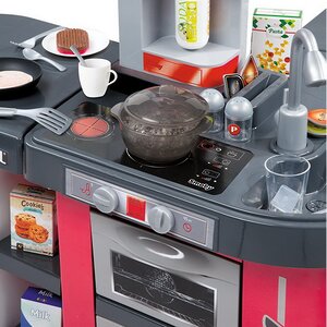 Детская кухня Tefal Studio XXL 100*86 см, 38 предметов, красная с серым, со звуком и пузырьками Smoby фото 5