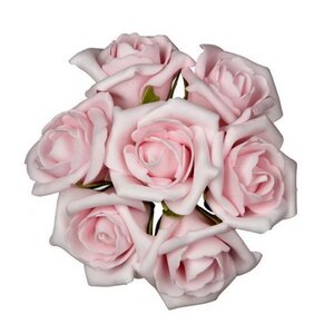 Искусственные розы для декора Лаллита 18 см, 7 шт, нежно-розовые Ideas4Seasons (Идеас Фор Сезонс) фото 3