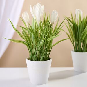 Искусственный цветок в горшке Бьянке - Крокус 21 см