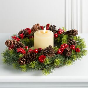 Венок для свечи Apple Berry с яблоками и шишками 35 см