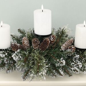 Подсвечник Bristle 76 см с шишками на 3 свечи, ЛЕСКА + ПВХ National Tree Company фото 2