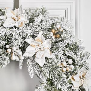 Венок Colonial заснеженный 61 см, ЛИТАЯ + ЛЕСКА + ПВХ National Tree Company фото 3