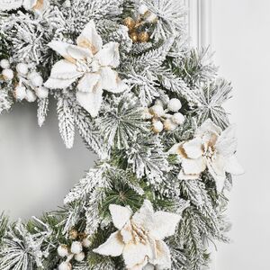 Венок Colonial заснеженный 61 см, ЛИТАЯ + ЛЕСКА + ПВХ National Tree Company фото 2