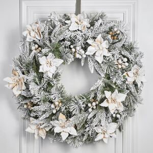Венок Colonial заснеженный 61 см, ЛИТАЯ + ЛЕСКА + ПВХ National Tree Company фото 1