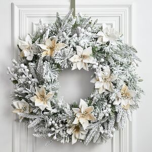 Венок с лампочками Colonial заснеженный 61 см, 50 теплых белых LED ламп, на батарейках, ЛИТАЯ + ЛЕСКА + ПВХ National Tree Company фото 3