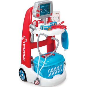 Детский набор доктора Smoby Медицинская тележка 56 см со звуком, 16 предметов
