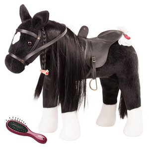 Мягкая игрушка Вороная лошадь 52*37 см с расческой и пледом для пикника