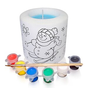 Набор для раскрашивания свечи Снеговик 8 см Омский Свечной фото 1