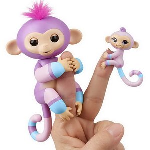 Интерактивная обезьянка Вайолет с малышом Fingerlings Wowwee 12 см Fingerlings фото 1