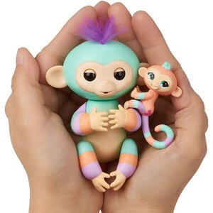 Интерактивная обезьянка Денни с малышом Fingerlings Wowwee 12 см Fingerlings фото 3