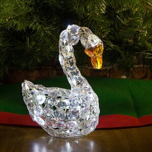 Лебедь светящийся "Кристальный", 30 см, 32 холодных белых LED ламп, IP20 Edelman фото 1