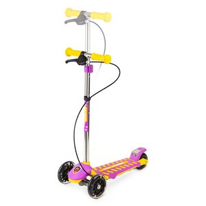 Самокат трехколесный Cosmic Zoo Galaxy Maxi Brake с ручным тормозом, светящиеся колеса, желто-фиолетовый, до 30 кг Small Rider фото 2