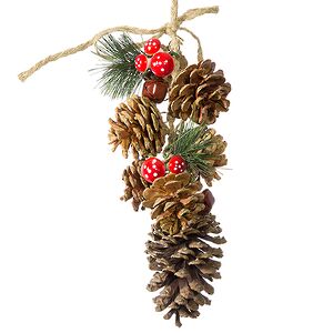 Гроздь из шишек с мухоморчиками 36 см