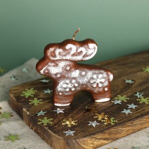 Новогодняя ароматическая свеча Олень - Шоколадное печенье 8 см Омский Свечной фото 1
