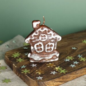 Новогодняя ароматическая свеча Домик - Шоколадное печенье 9 см Омский Свечной фото 1