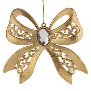 Елочная игрушка Бант Ажурный 12*13 см золотой, подвеска