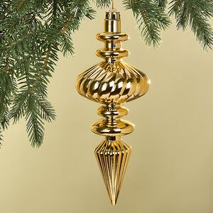 Елочная игрушка Сосулька Bulbous 30 см золотая