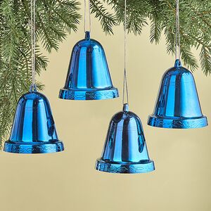Елочная игрушка Колокольчик Xmas Peal 10 см синий, 4 шт