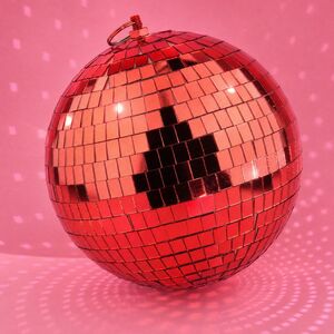 Зеркальный Диско-шар 25 см красный