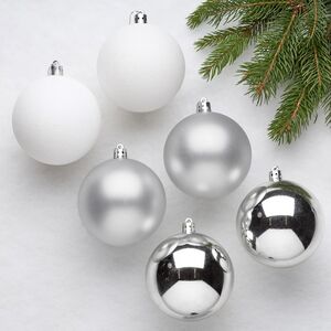 Набор пластиковых шаров Celebration 8 см бело-серебряный, 6 шт