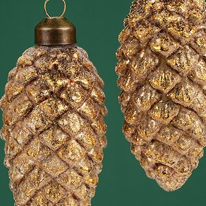 Набор стеклянных елочных игрушек Шишки Bertiolo 10 см, 6 шт, подвеска Winter Deco фото 5