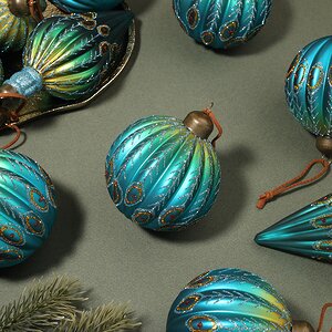 Набор стеклянных шаров Mare Azzurro - Изумрудный Шелк 8-12 см, 12 шт Winter Deco фото 3