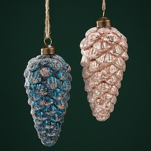 Набор стеклянных елочных игрушек Шишки Amerigo 13 см, 2 шт, подвеска Winter Deco фото 1