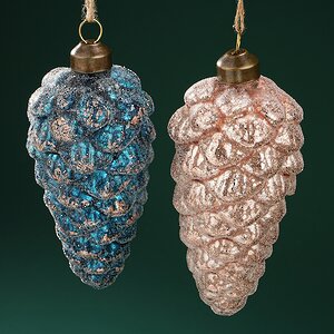 Набор стеклянных елочных игрушек Шишки Amerigo 13 см, 2 шт, подвеска Winter Deco фото 4