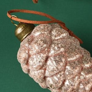 Набор стеклянных елочных игрушек Шишки Amerigo 13 см, 12 шт, подвеска Winter Deco фото 5
