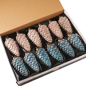 Набор стеклянных елочных игрушек Шишки Amerigo 13 см, 12 шт, подвеска Winter Deco фото 9