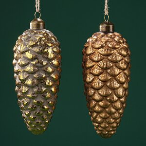 Набор стеклянных елочных игрушек Шишки Anacleto 16 см, 2 шт, подвеска Winter Deco фото 3