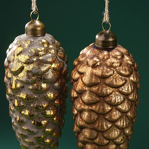 Набор стеклянных елочных игрушек Шишки Anacleto 16 см, 2 шт, подвеска Winter Deco фото 2
